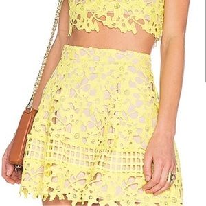Lovers + Friends Sunshine Contessa Yellow Lace Skirt